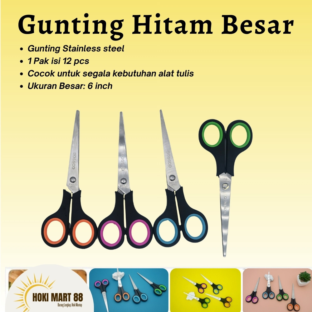 

Gunting Scissors Hitam 6 inch 1 Lembar (12 Pcs)