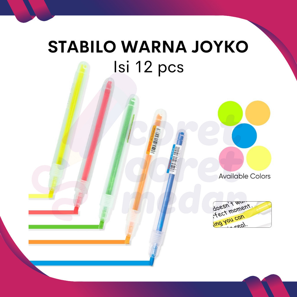 

12 PCS STABILO JOYKO HIGHLIGHTER PENANDA PER KOTAK