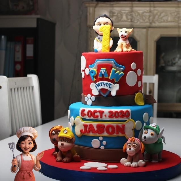 

Kue Ulang Tahun TEMA PAW PATROL 2 susun (24 + 16 cm) Catering Malang DMT