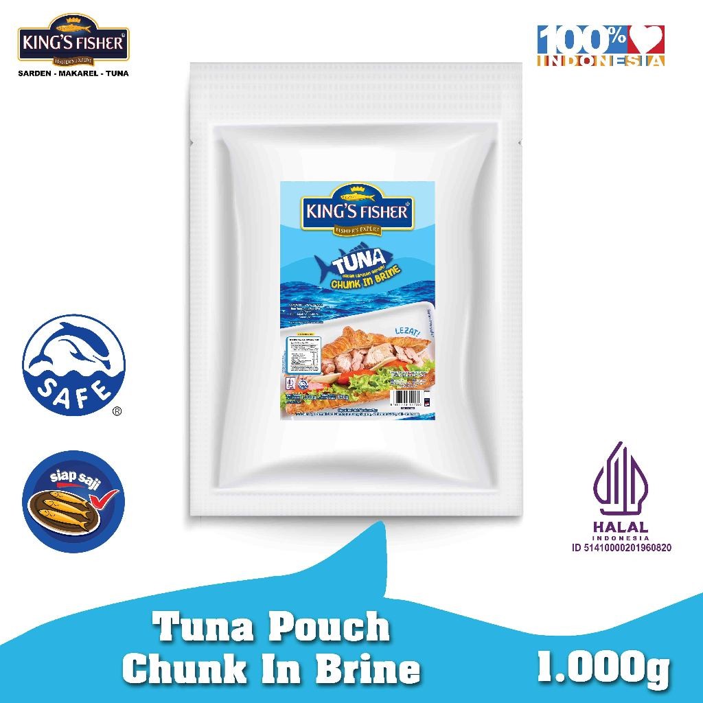 

Ktmstore King's Fisher Tuna Air Garam Pouch Tuna Ikan Kaleng in Brine 1000 gr