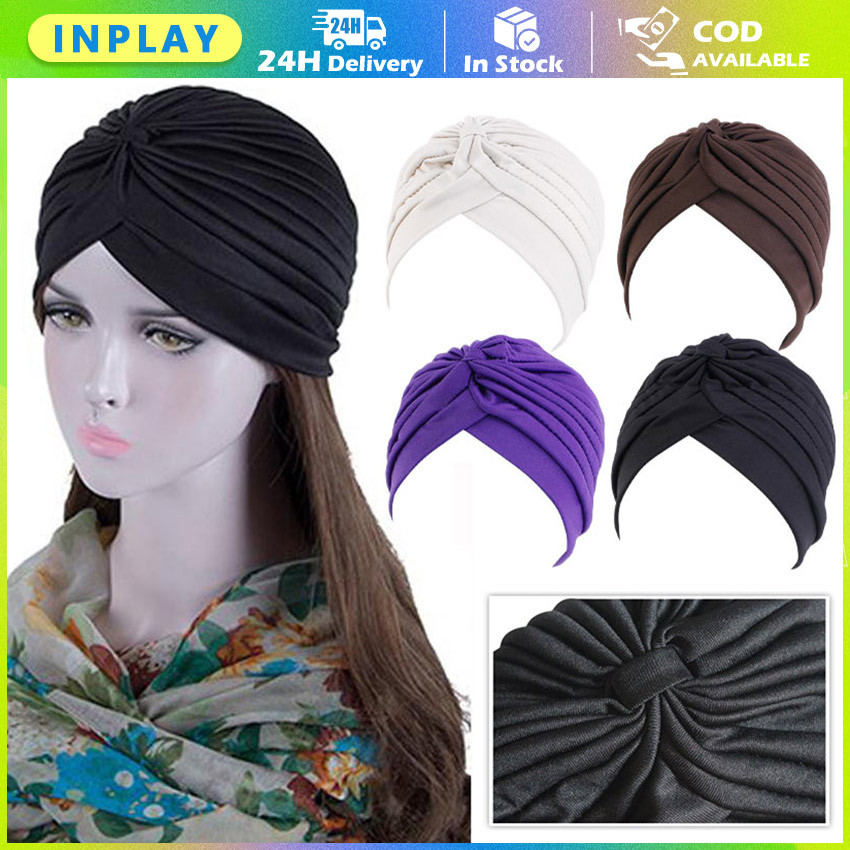 Turban Instan Wanita Bahan Jersey Lentur / Hijab Modern Modis dan Nyaman / Topi Yoga atau Penutup Ra