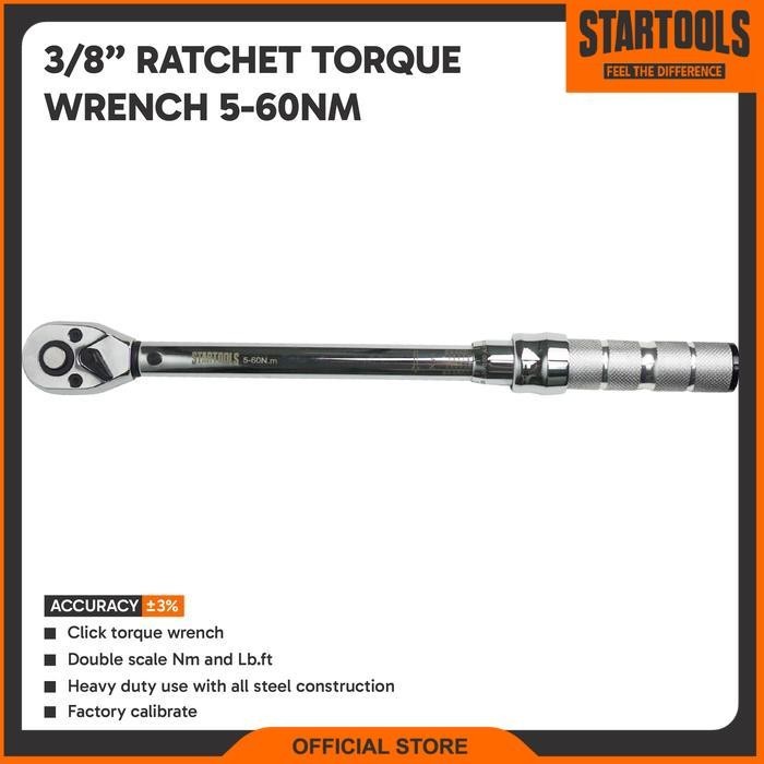 Startools 3/8" Ratchet Torque Wrench 5-60Nm / Micrometer Torque Wrench 5-60Nm / Kunci Moment / Kunci