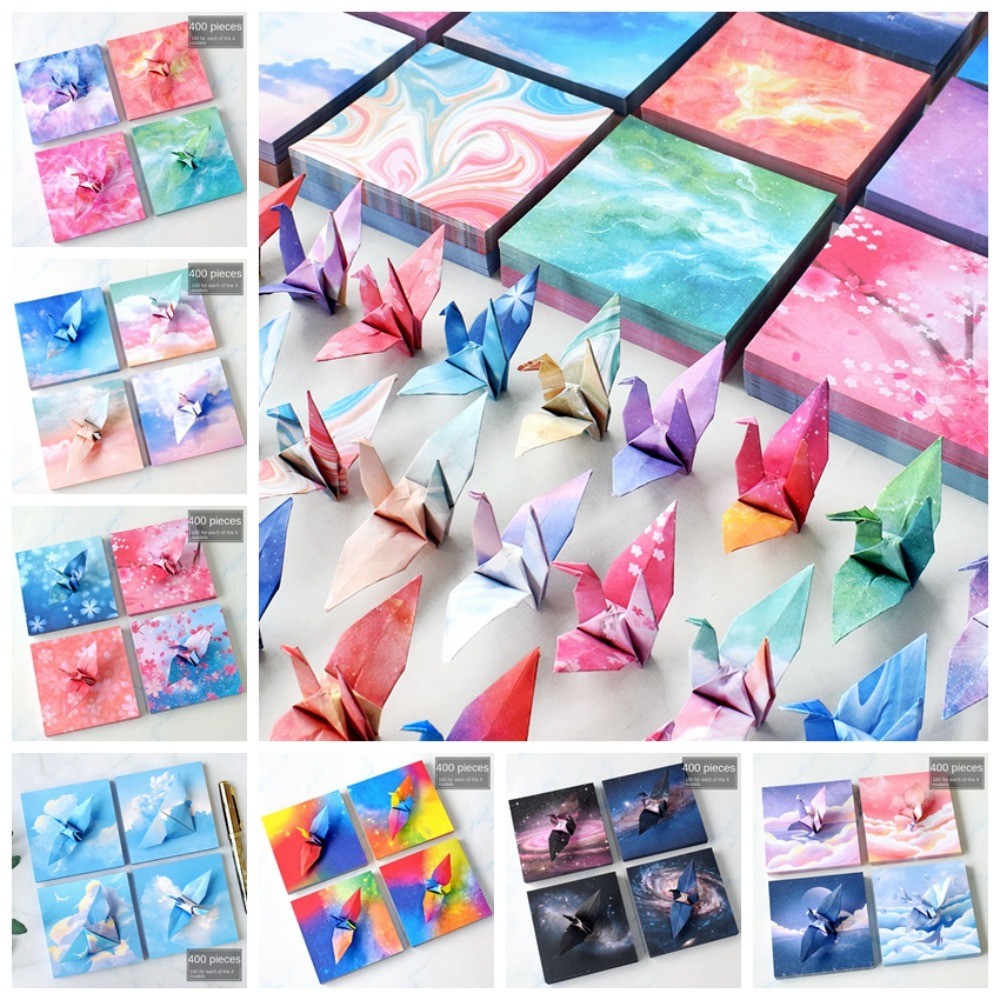

400pcs Art Material Starry Sky Origami Paper Scrapbooking Handmade Colorful Folded Paper Square Sakura