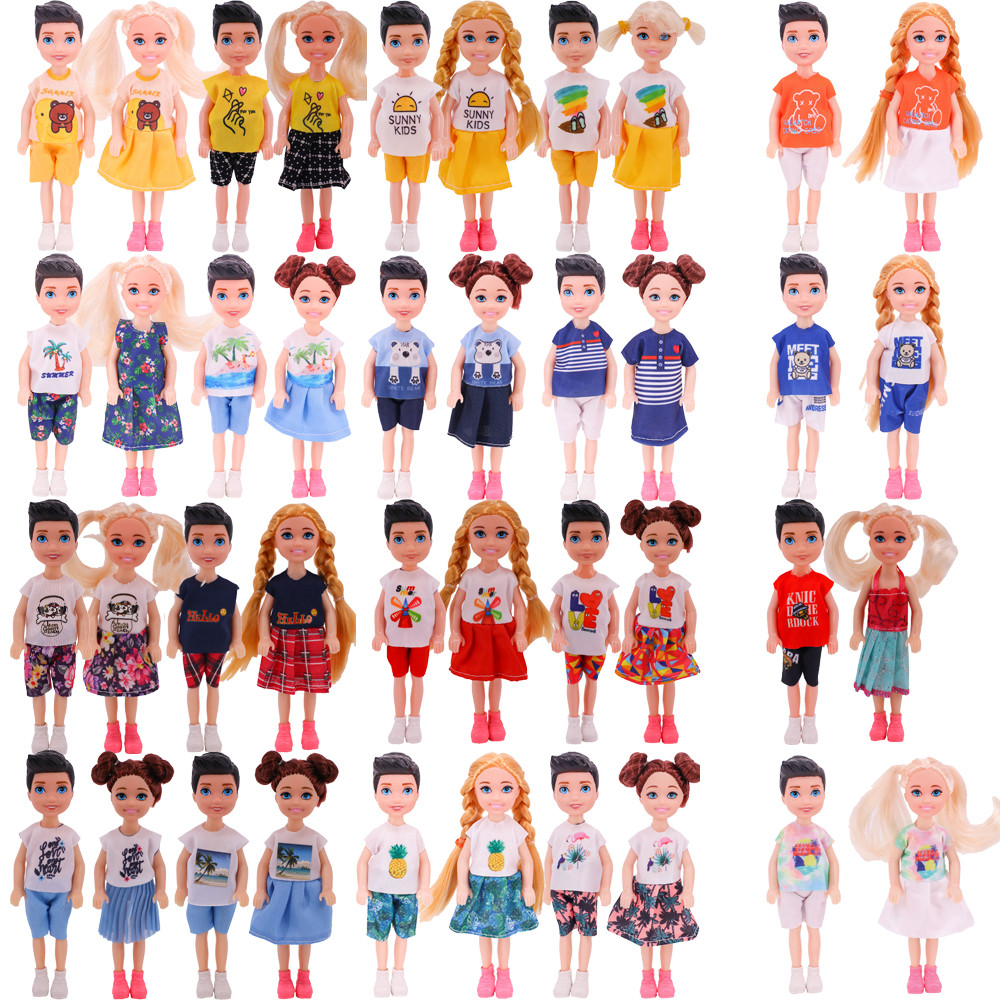 4Pcs 14cm Kelly Doll Clothes Fashion Dress Casual Outfit Fit 12-14cm/5 In Girl/Boy Doll,Our Generati
