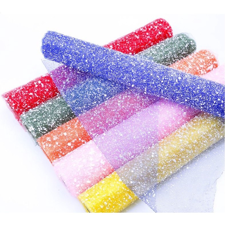 

[1ROL 4 YARD] KERTAS BUNGA TILE SALJU / SNOWY MESH TILE / SNOWY WRAPPING FLOWER