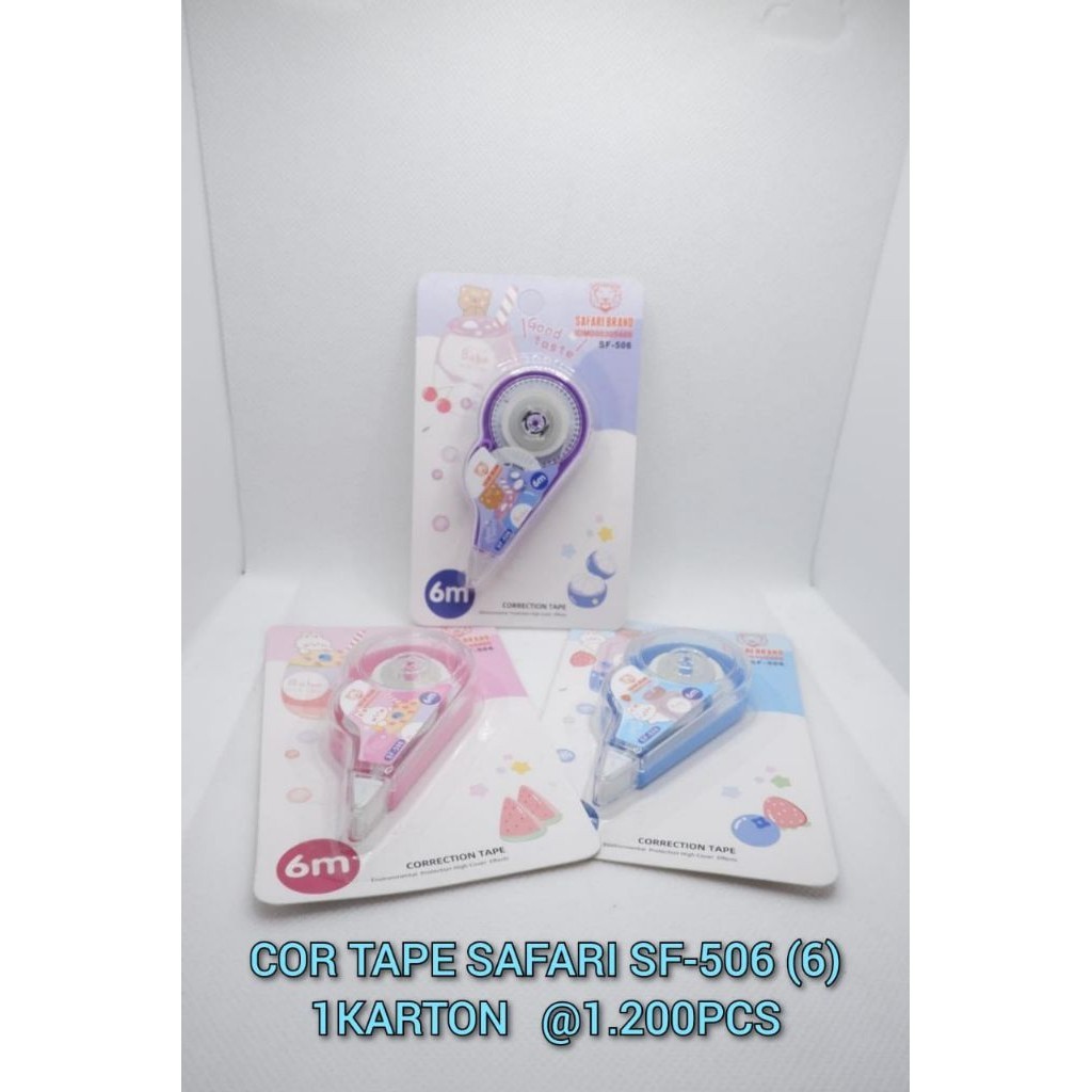 

( READY ) Correction Tape Safari 6M / Tip Ex penghapus pita kertas fancy / tip x / tipe x SF506 (PCS)