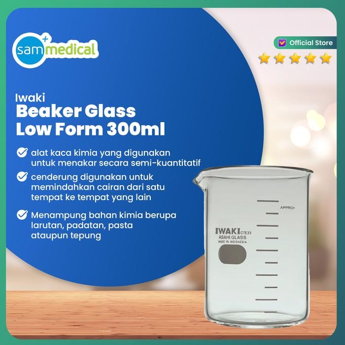 [TERLARIS] Iwaki Pyrex Beaker Glass Low Form/ Gelas Kimia / Gelas Takar - 300 ml[TERLARIS ]