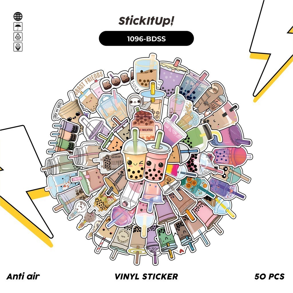 

COD✨ 100 Pcs Stiker Pack Minuman Boba Lucu Lucu Aesthetic Vynil Waterproof untuk Freebies Sticker Buku Journal Casing HP Laptop