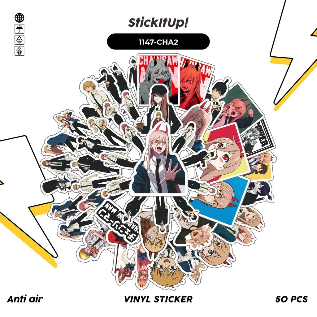 

COD✨ 100 Pcs Stiker Pack Chainsaw Man V3 Lucu Lucu Aesthetic Vynil Waterproof untuk Freebies Sticker Buku Journal Casing HP Laptop
