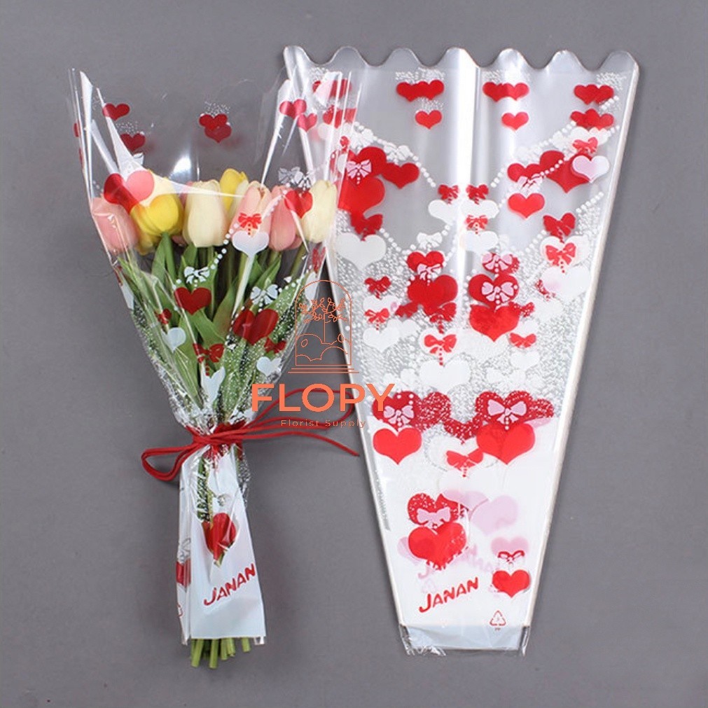 

[10 Lembar] Plastik Bunga Love BESAR / Plastik Bunga Love KECIL