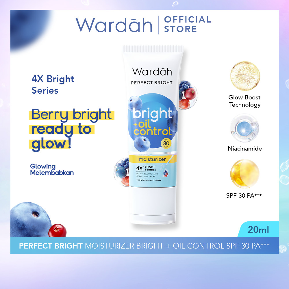 WARDAH Perfect Bright Moisturizer Bright + Oil Control SPF 30 PA+++ 20 ml - Pelembab untuk Kulit Nor