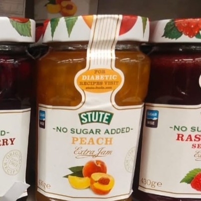 

stute diabetic jam selai no sugar free gula peach 430gr spread