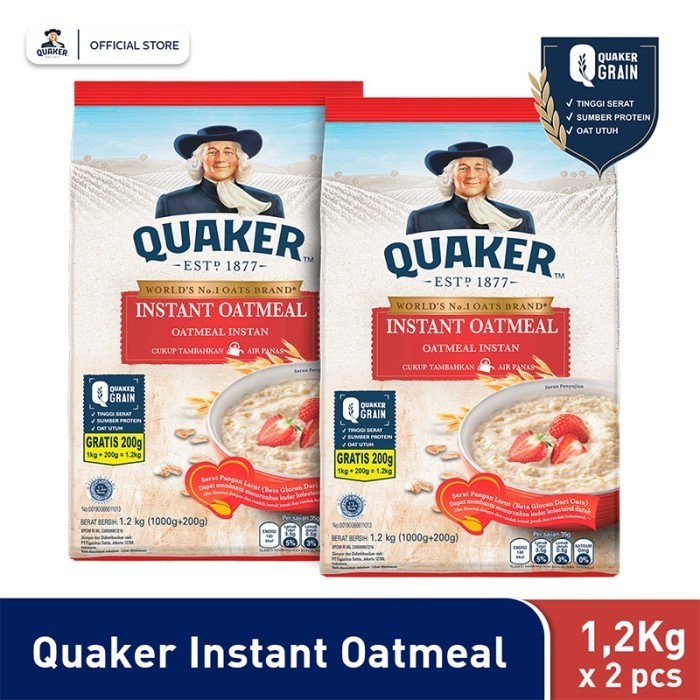 

HEMAT! Quaker Instant Oatmeal 1.2 Kg - Twin Pack