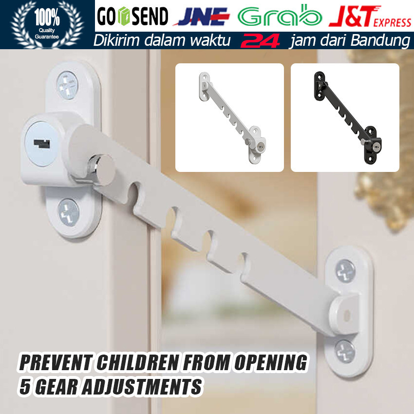 Hak Angin Lamskar Penahan Jendela Stainless Tebal Kunci / Pengaman Jendela Safety Lock
