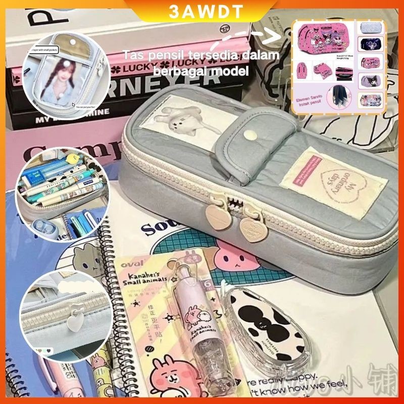 

【COD】Tempat Pensil Retro Heart Zipper Lucu Kapasitas Besar Pencil Tas/Tas Pensil Kapasitas Besar Kuromi