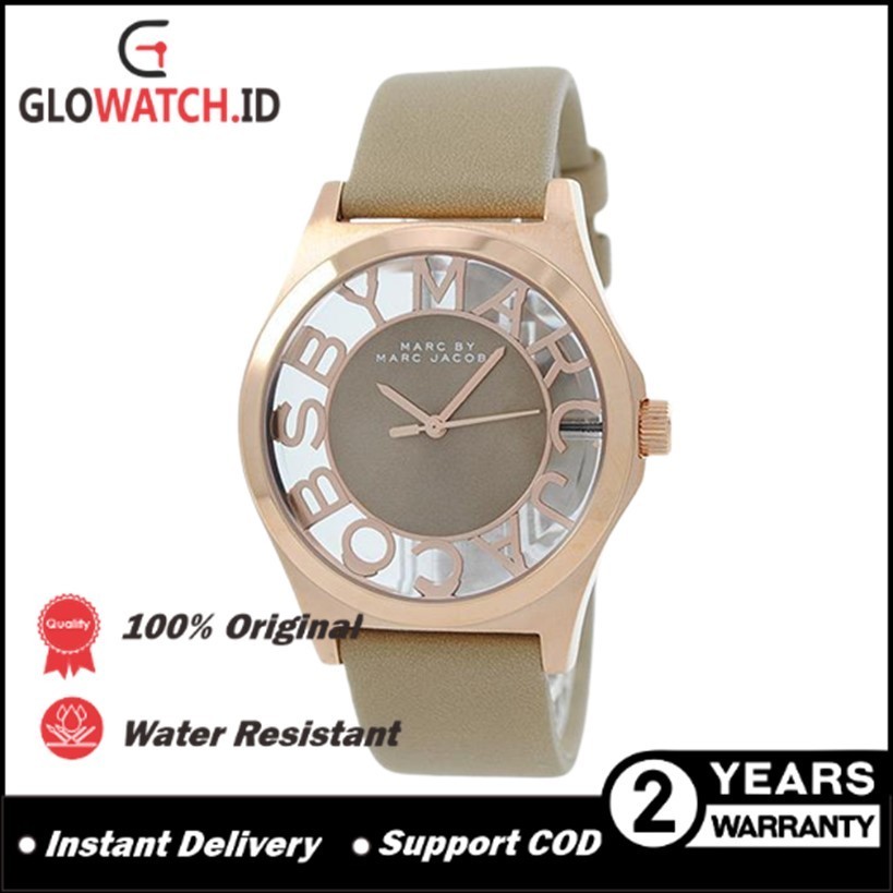 [Promo] Jam Tangan Wanita Marc Jacobs MBM1245 / MBM 1245 Henry Brown Cut-out Dial Rose Gold Leather 