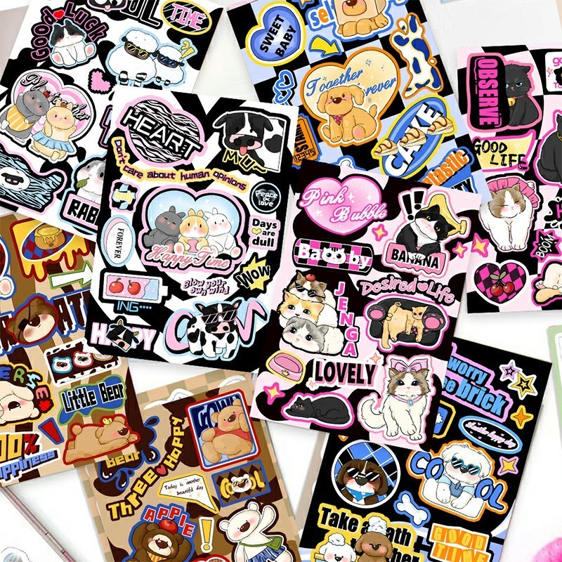 stiker DIY buku pegangan gaya keren yang manis Stiker retro Amerika  stiker hewan lucu MG
