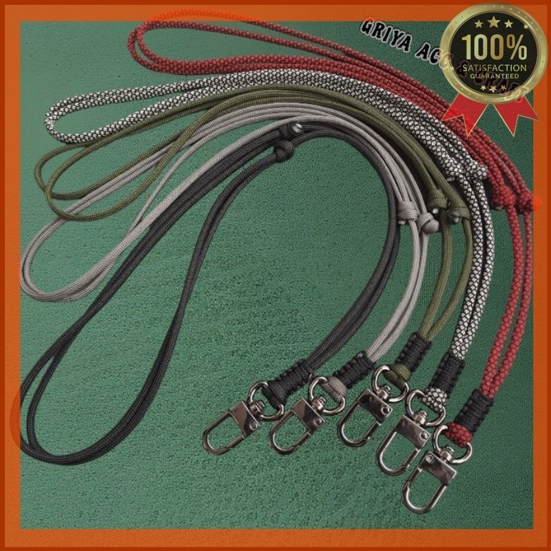 

909758 ~ Tali Lanyard Gantungan Id Card Adjustable Size Tali Paracord 4mm Premium Import
