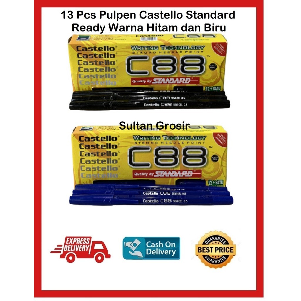 

PULPEN STANDARD CASTELLO / PEN C88 WARNA HITAM / PEN C88 WARNA BIRU