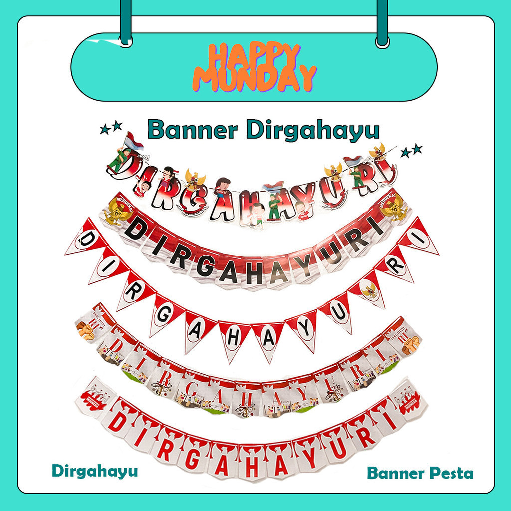 HappyMunday Banner dirgahayu RI / Banner Kemerdekaan / Banner 17 Agustus / Banner Dirgahayu Indonesi