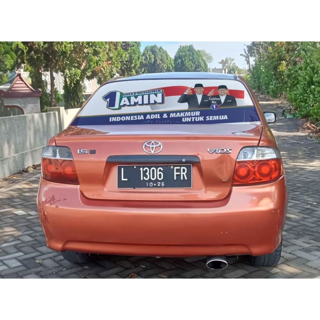 Stiker Tembus Pandang Kaca Belakang Mobil - Stiker One Way / Sticker Oneway Vision  Vios / Limo