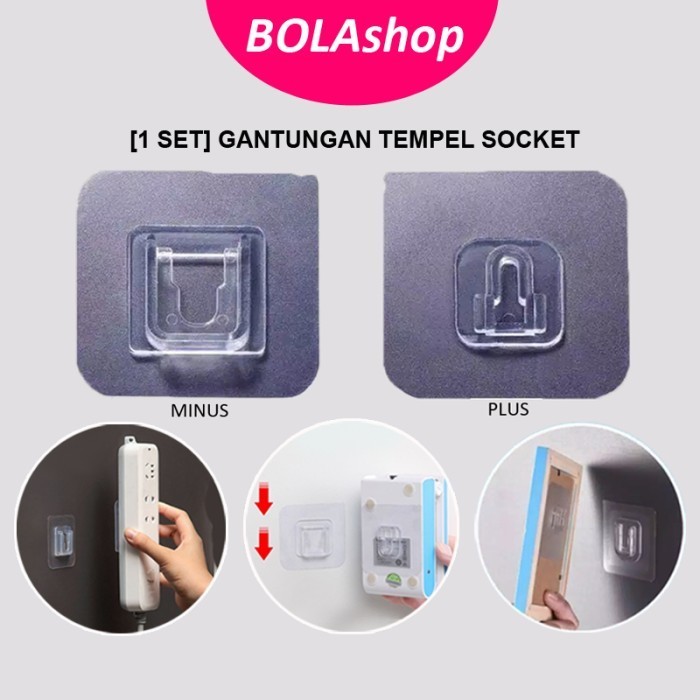 

[1 SET] Gantungan Tempel Socket Serbaguna Super Kuat - Socket 1SET