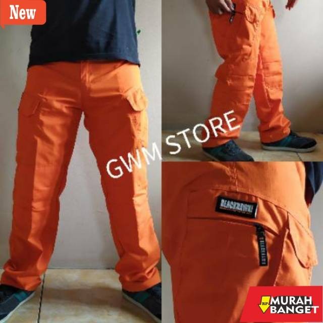 celana kerja lapangan pria yg kekinian- Celana Pria Orange PDL Tactical cargo Outdoor