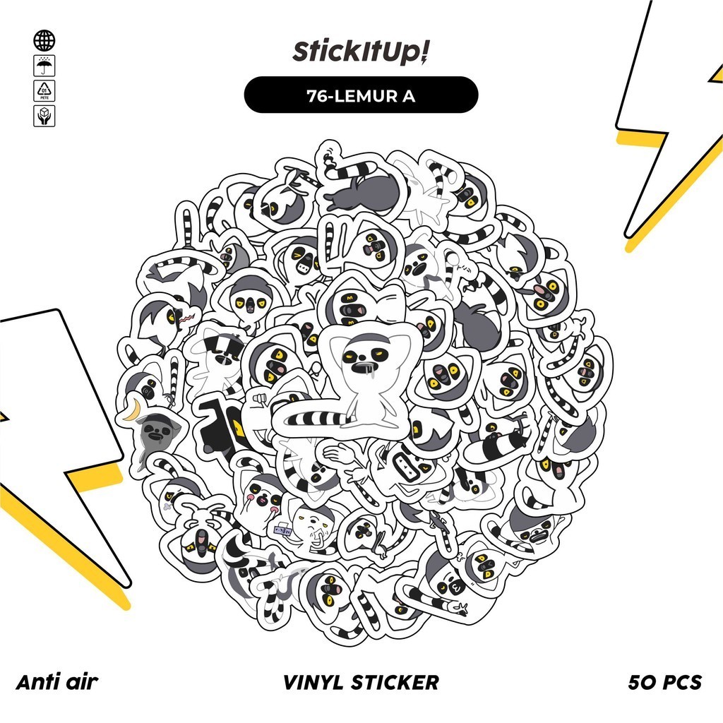 

COD100 Pcs Stiker Motif Hewan Lemur Lucu Anti Air Untuk Dekorasi Notebook Sepeda Skateboard Handphone DIY