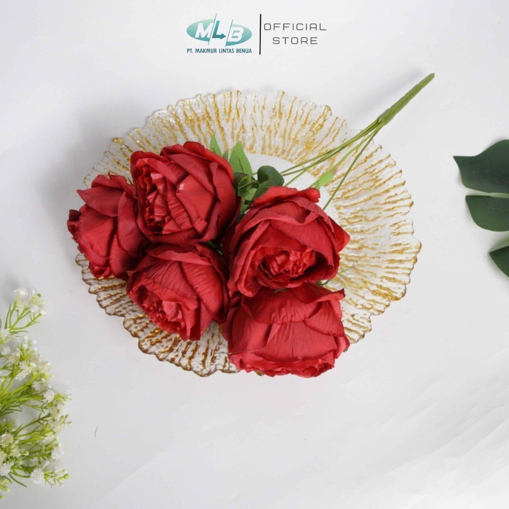 MLB Bunga Rose Mawar Garden K5 Cabang 5 Artificial Flower Hiasan Dekorasi Pelaminan Hand Bouquet