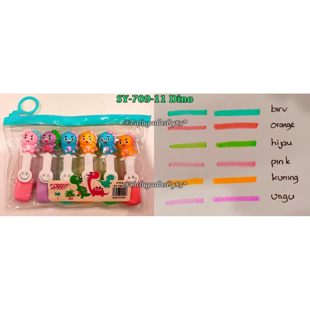 

(1 Set Isi 6 Pcs) GROSIR Highlighter Kepala Dino SY-709-11 / Highlighter Kepala Boneka GXIMP