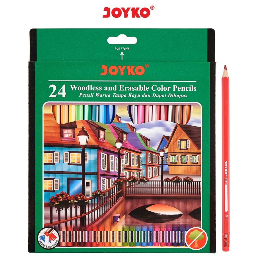 

[RP] Joyko Pensil Warna Dapat Dihapus 24W CP-115 Erasable Color Pencils Hexagonal Grip