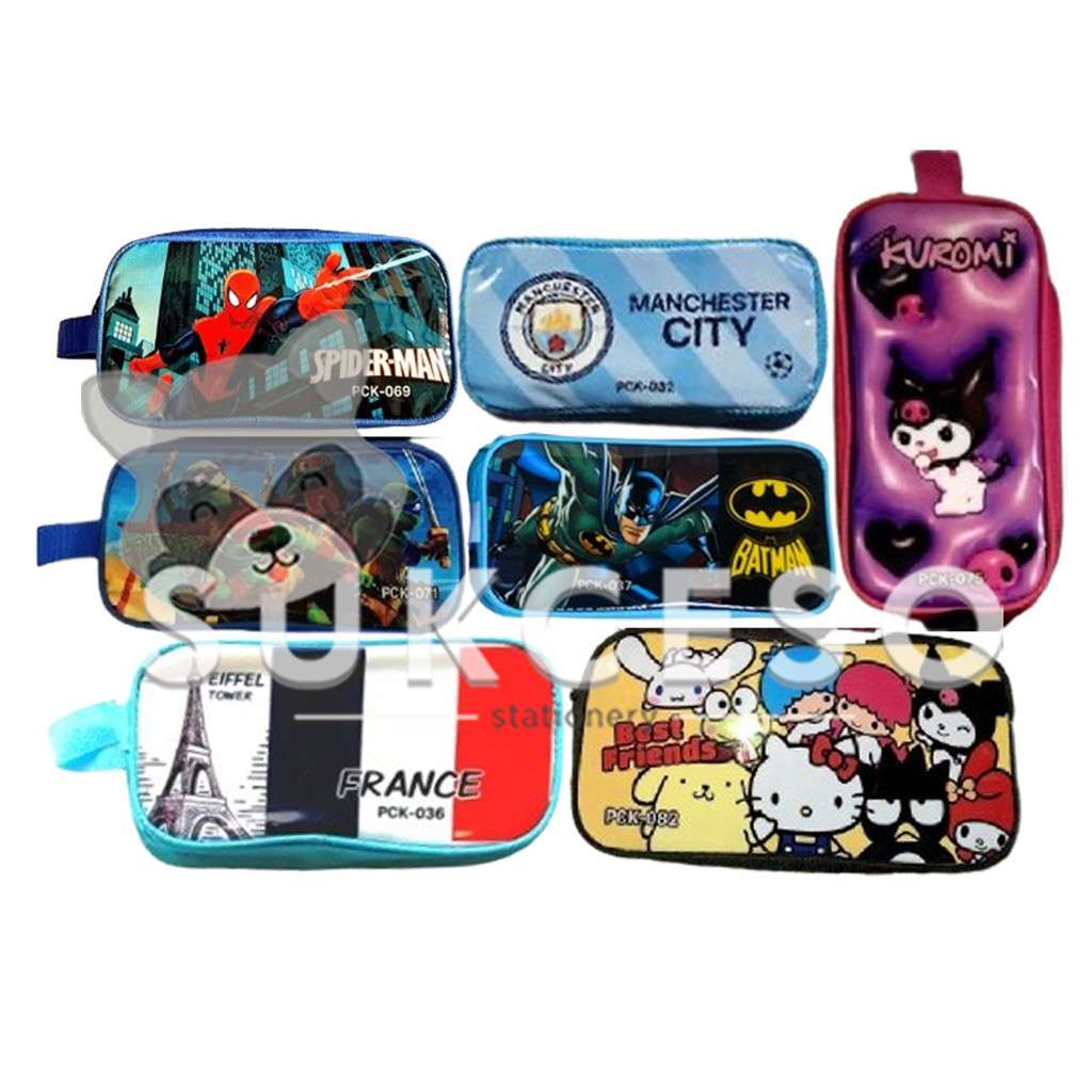 

Pencil Case Kain PCK Motif Cewe Cowo Sanrio Kuromi Super Hero Tempat Pensil