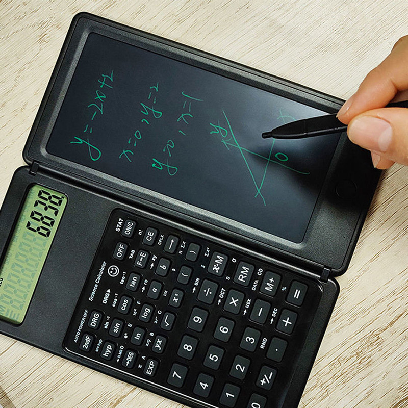 

Foldable Scientific Calculator With LCD Writing Pad Notepad and Pen Functions Professional Portable Calculator For Students