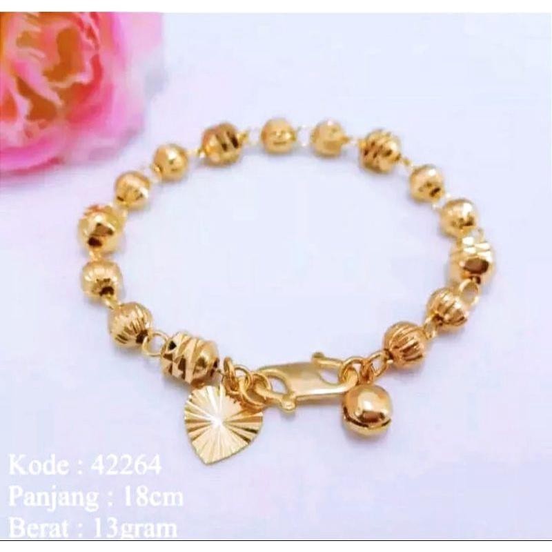 Gelang Tangan Rantai Bola Emas Imitasi Gelang Tangan Wanita Dewasa Anti Luntur COD