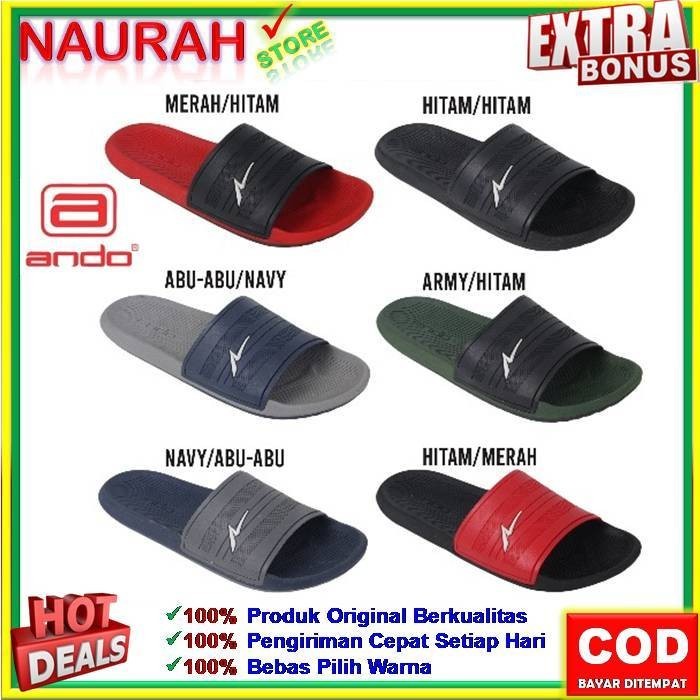 Sendal Pria Ando Official Street Sendal Flip Flop Slip On Ringan Anti Slip Tahan Air Original