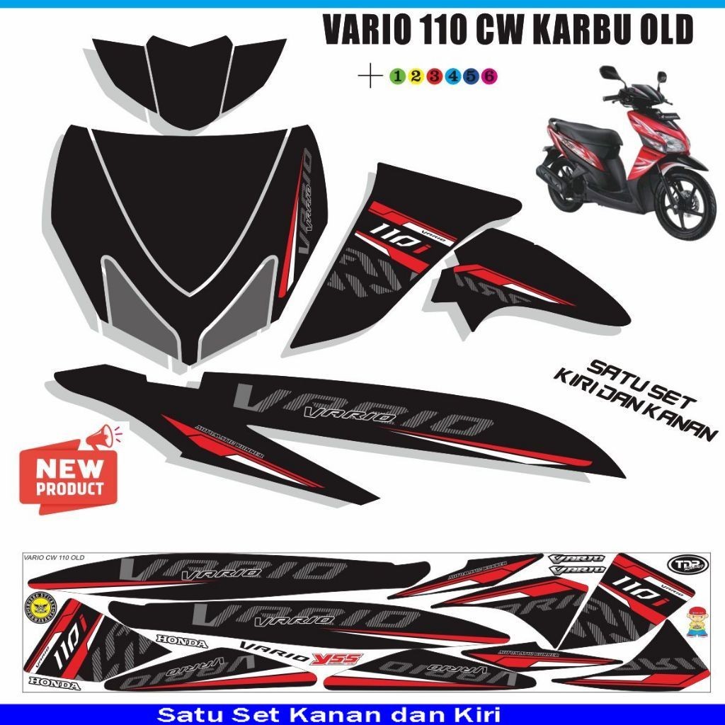 SETIKER MOTOR STRIPING STIKER LIST MOTOR HONDA  VARIO 110 KARBU VARIASI STIKER VARIO CW 110 OLD SETI