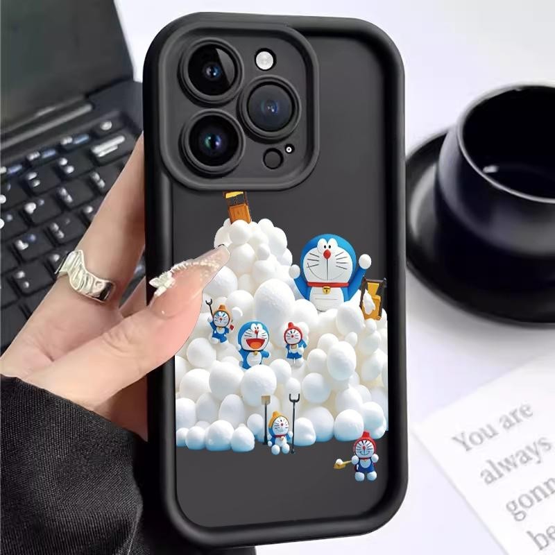 Pro Camera Case For Realme C12 C11 2020 C11 2021 C15 C17 C1 2018 Soft Shockproof Kartun Doraemon Sil