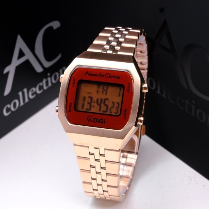 Jam Tangan Alexandre Christie Wanita AC 9403 Digital ORIGINAL - Rosegold Red