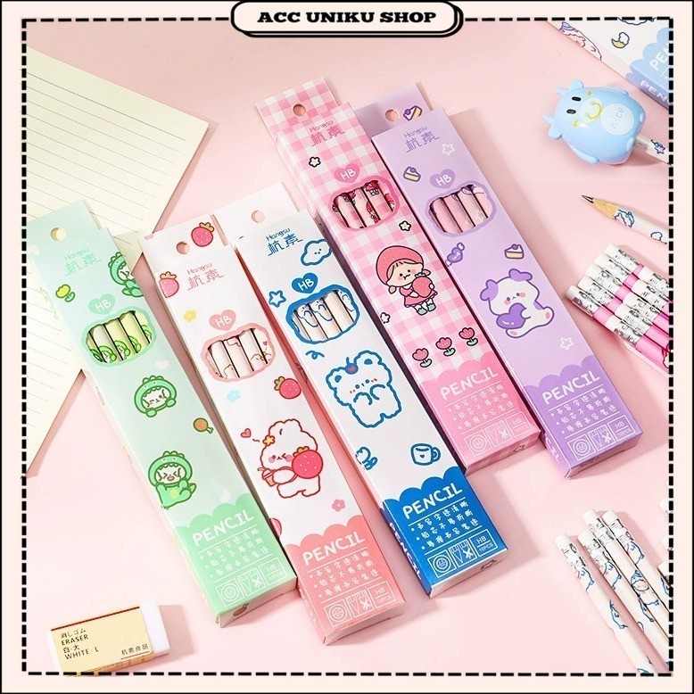 

AU - PENSIL + PENGHAPUS SET 10PCS MOTIF KARAKTER / PENSIL SET TERMURAH