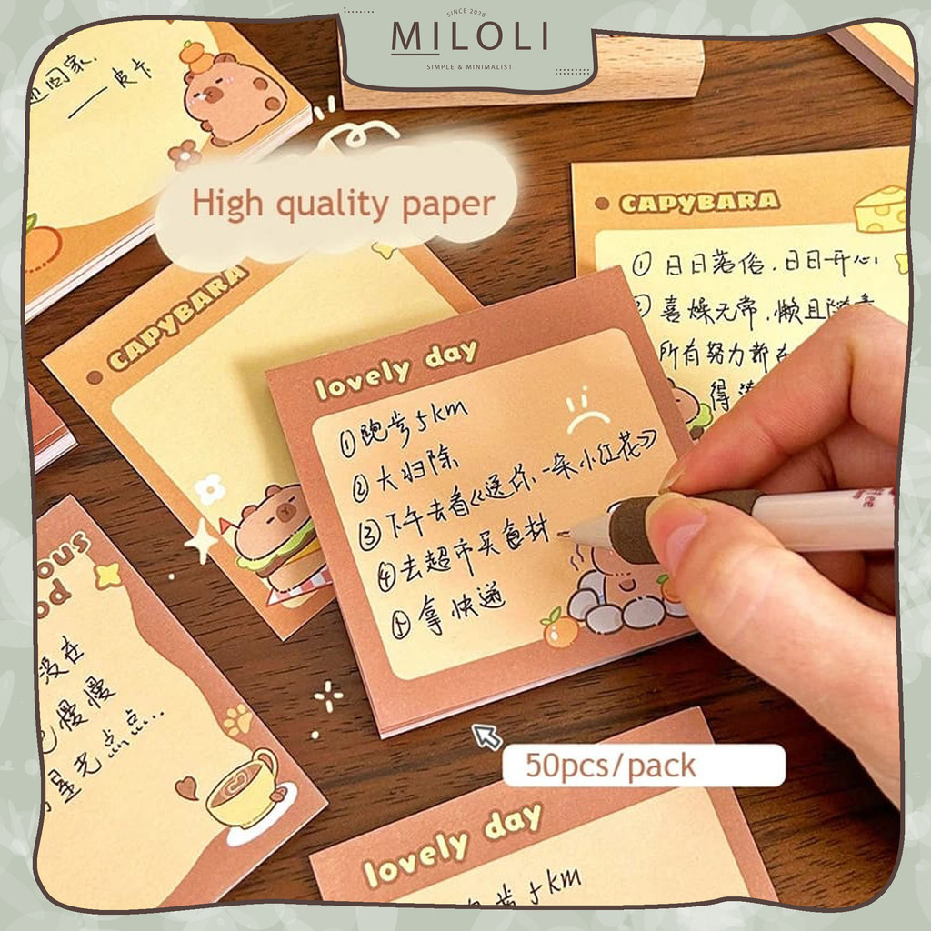 

[MILOLI] 50Lembar MEMO CARTOON CAPYBARA Memo Pad Note Paper Notepad - C0053