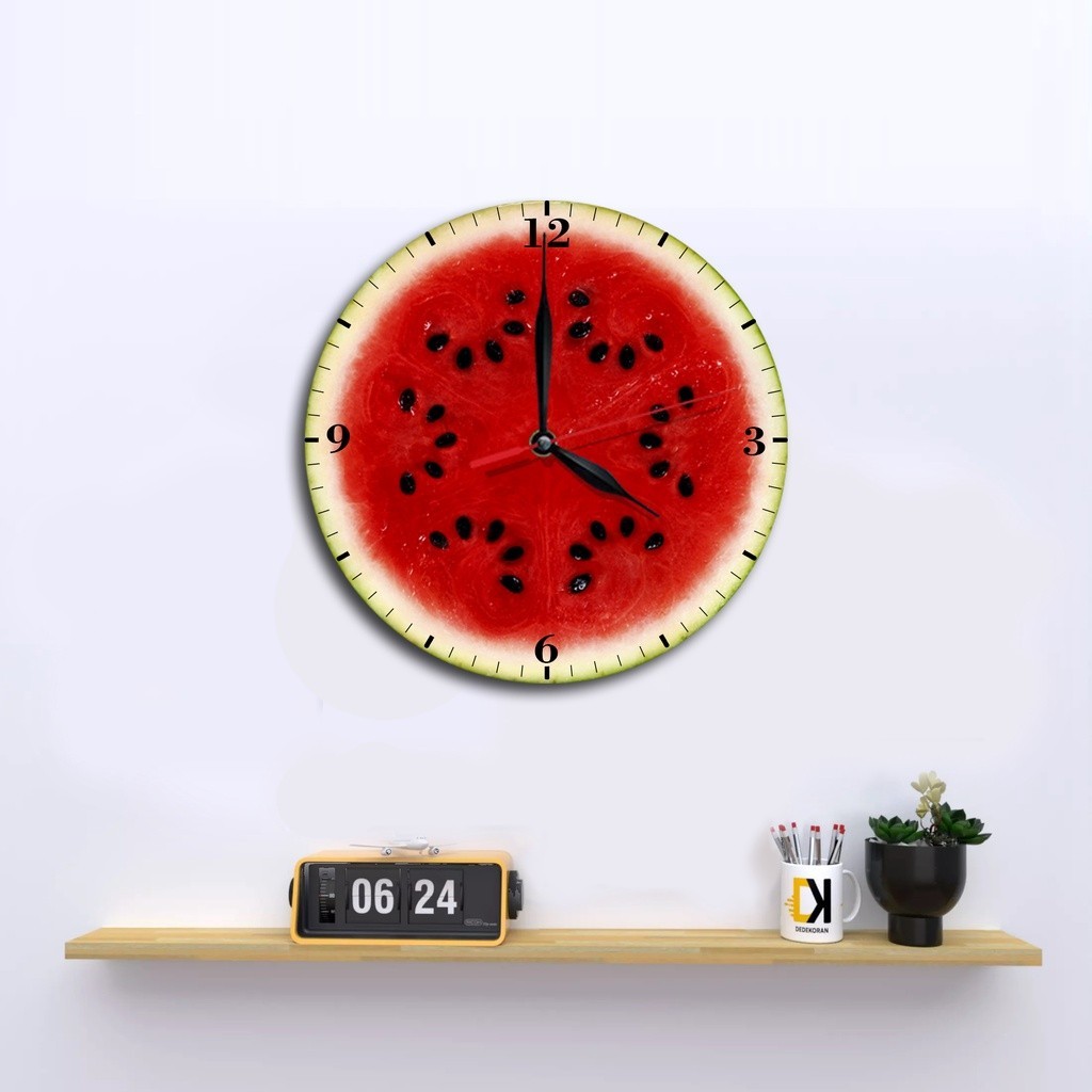 Hiasan Dinding Jam Dinding Kayu Bulat Fruit dekorasiku