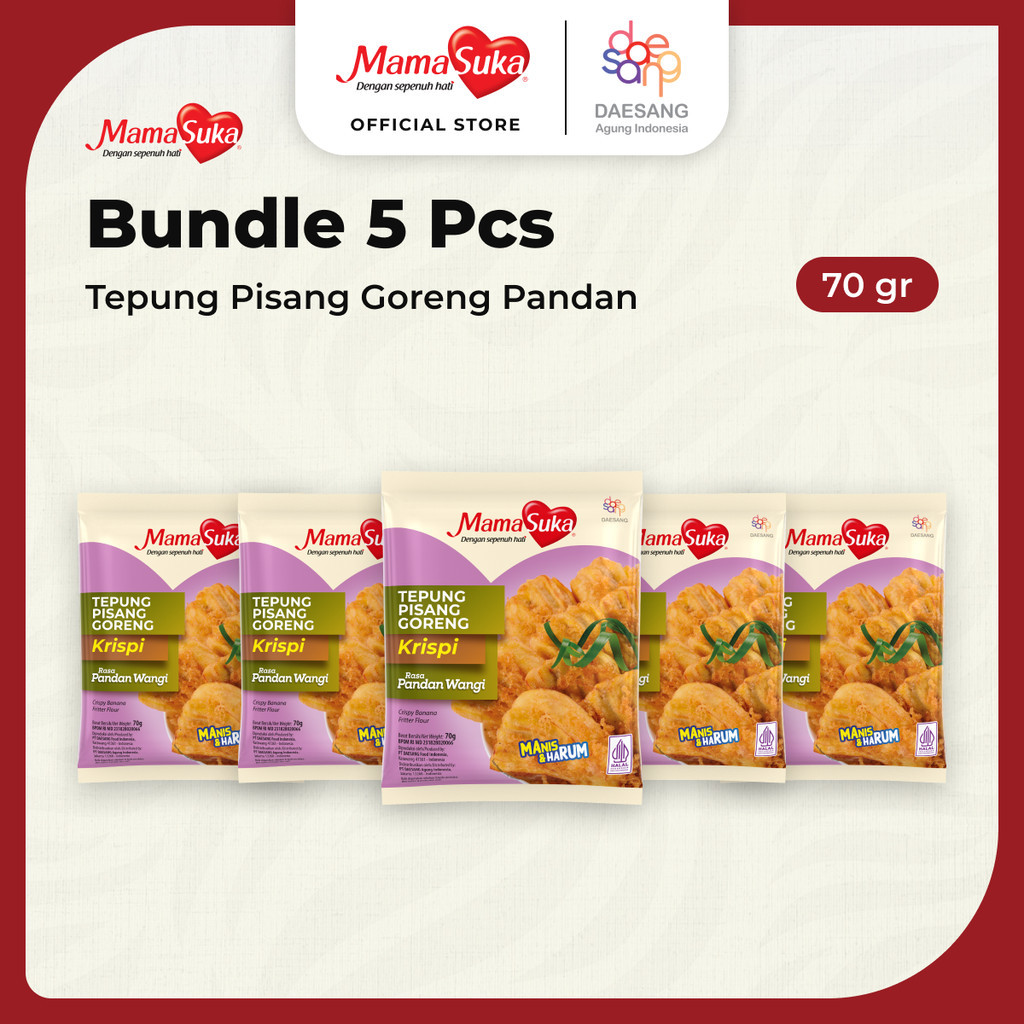 

Bundle 5 pcs - MamaSuka Tepung Pisang Goreng Pandan 70 gr