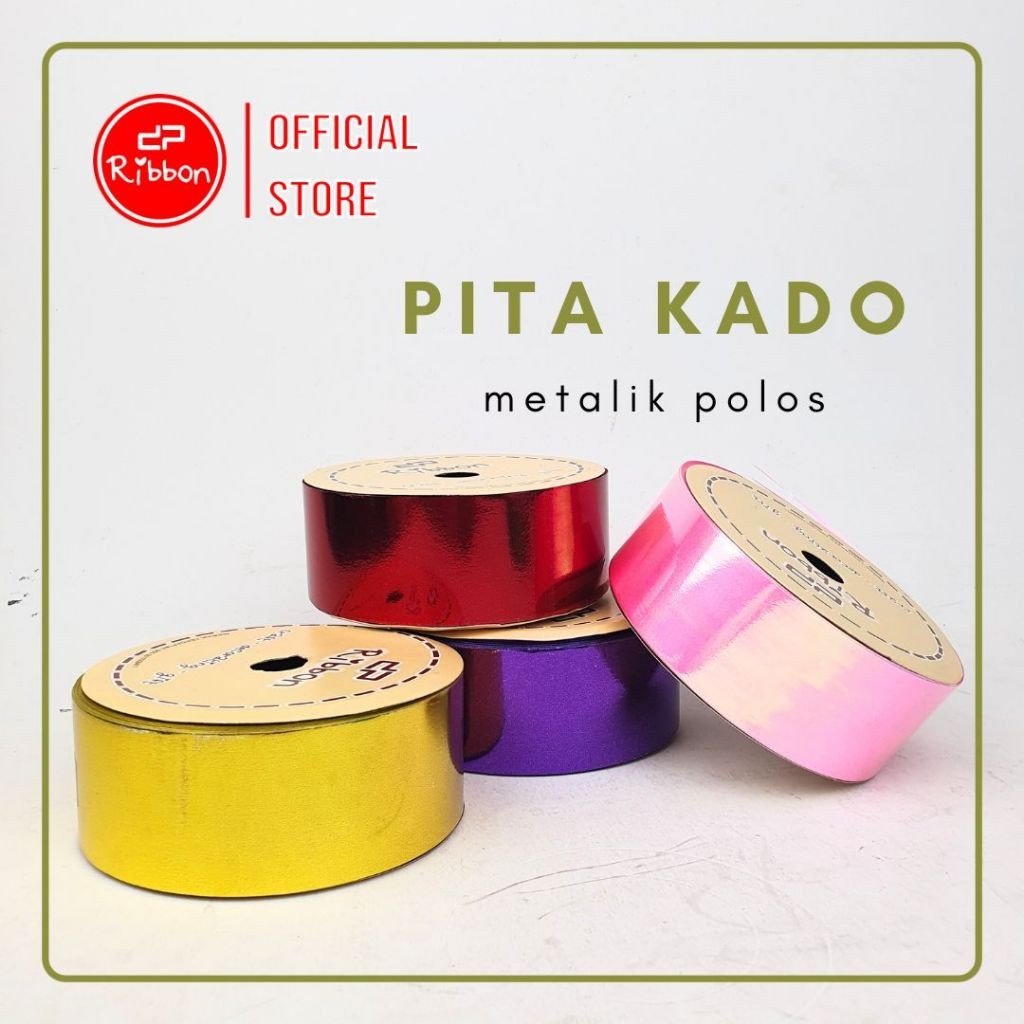 

Pita Kado Besar 1.5" Plastik METALIK POLOS 4cm Pita Jepang 4 cm Kertas 38mm