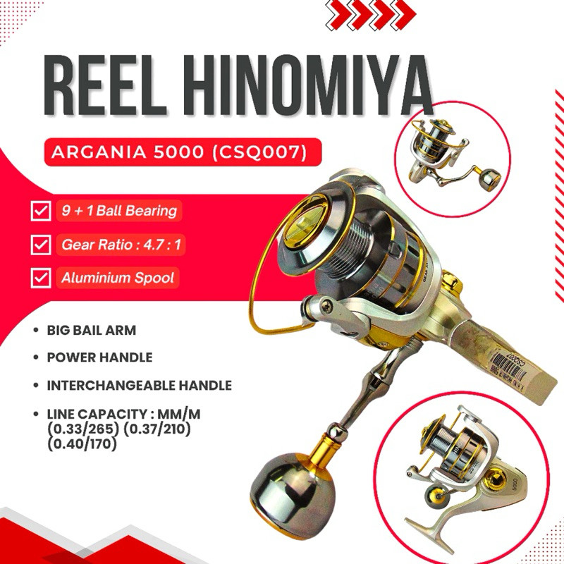 Reel Spinning Hinomiya Argania 5000 Power Handle