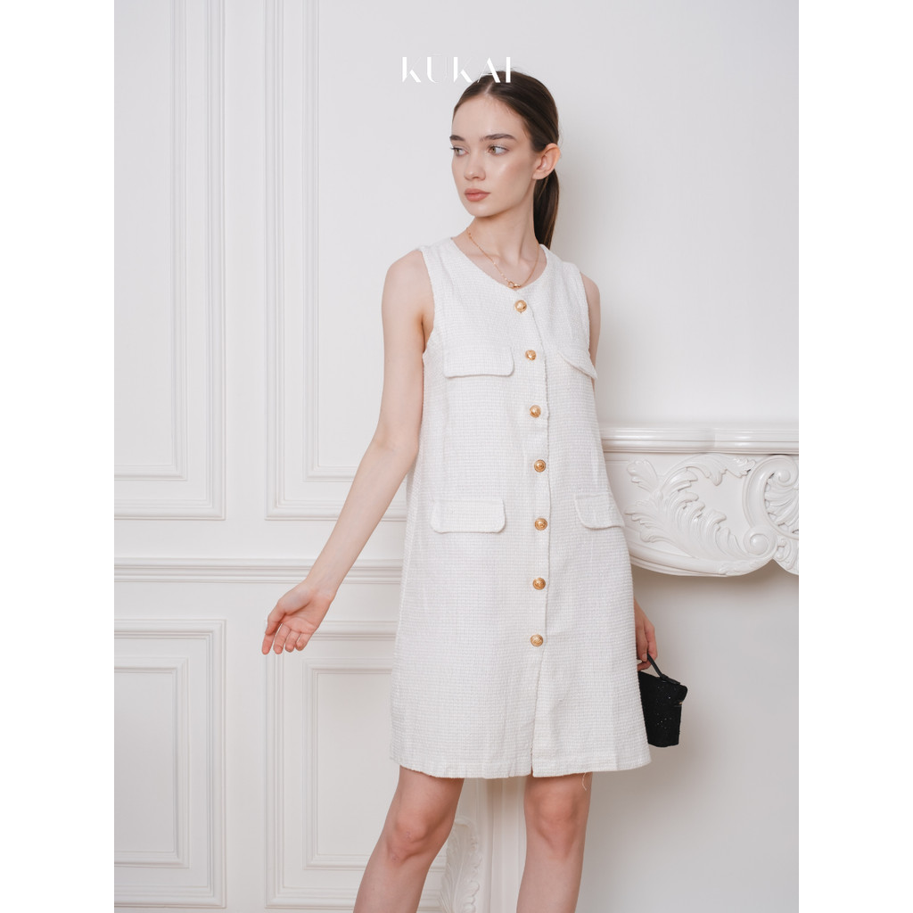 KUKAI | Violet Tweed Dress - Mini Dress Tweed Wanita - Women's Basic Tweed Dress