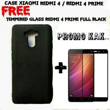 CASE XIAOMI REDMI 4 PRIME - FREE TEMPERED GLASS FULL COVER BLACK