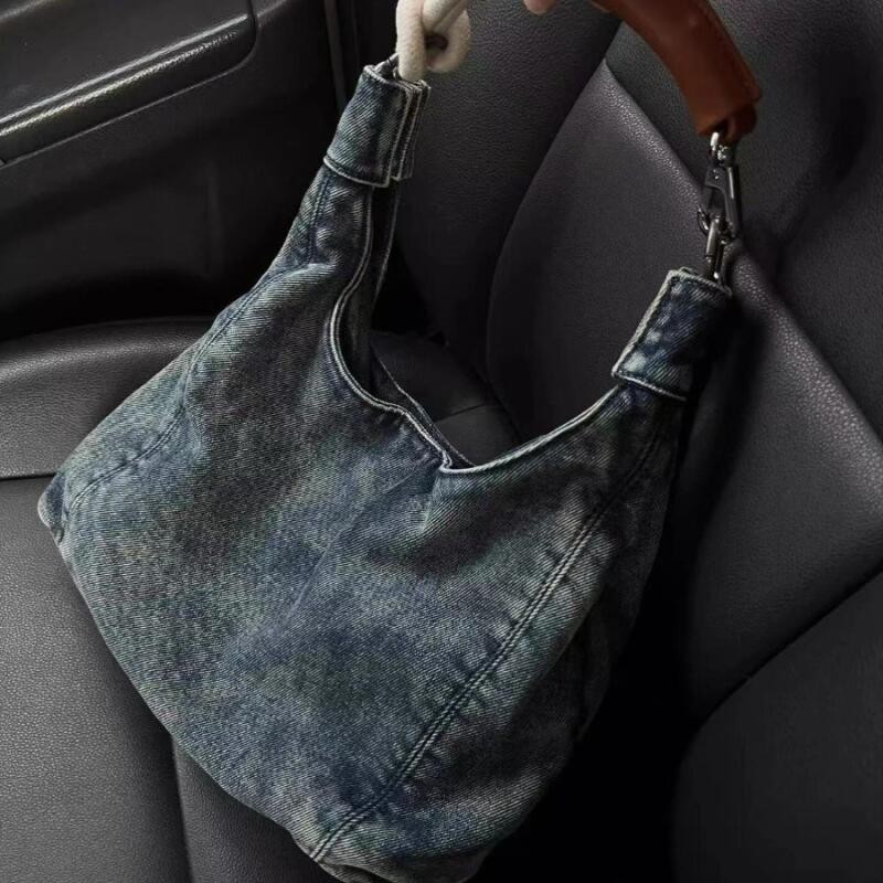 Fashion Tote Bags Women's Bags New Canvas Denim Blue Bag Niche Leisure Versatile High Capacity Trend