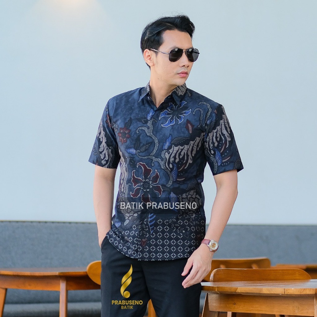 PANDEGA PRABUSENO Original 100% Katun Asli  Atasan Batik Pria  Hem Printing Kemeja Formal Kantor Kan