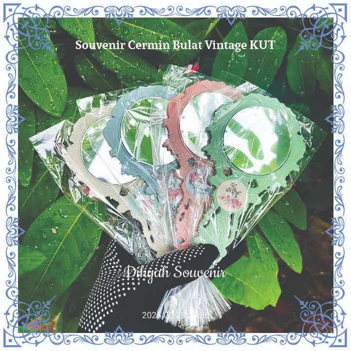 50 PCS Souvenir Kaca Gagang Vintage / cermin Aeshtentic warna KEMAS PLASTIK + KUT