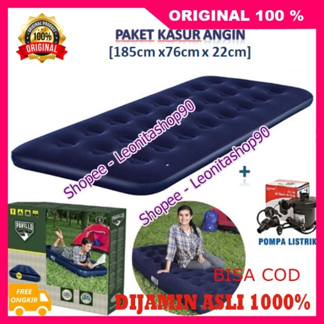 Kasur Angin Single Kasur Angin Portable + Pompa  Kasur Tidur Angin Paket Kasur Angin Single 100% ORI